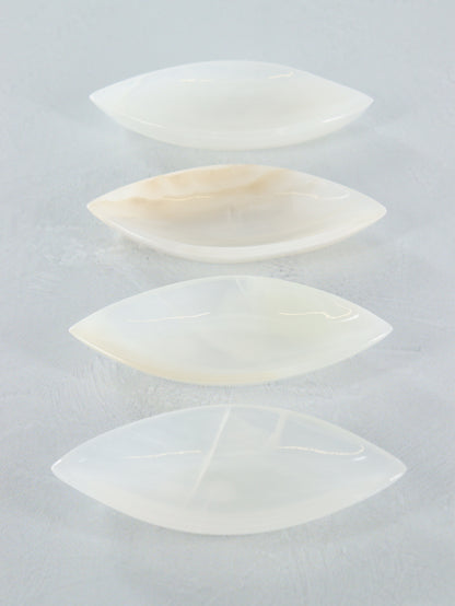 White Onyx Leaf Dishes Set of 10