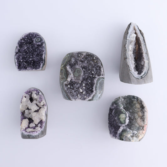 Uruguay Amethyst Cut Base Set of 5 - Expert Wholesale and Supplier of Wholesale Crystals & Bulk Gemstones, ["Amethyst","Cut Base","Uruguay"]