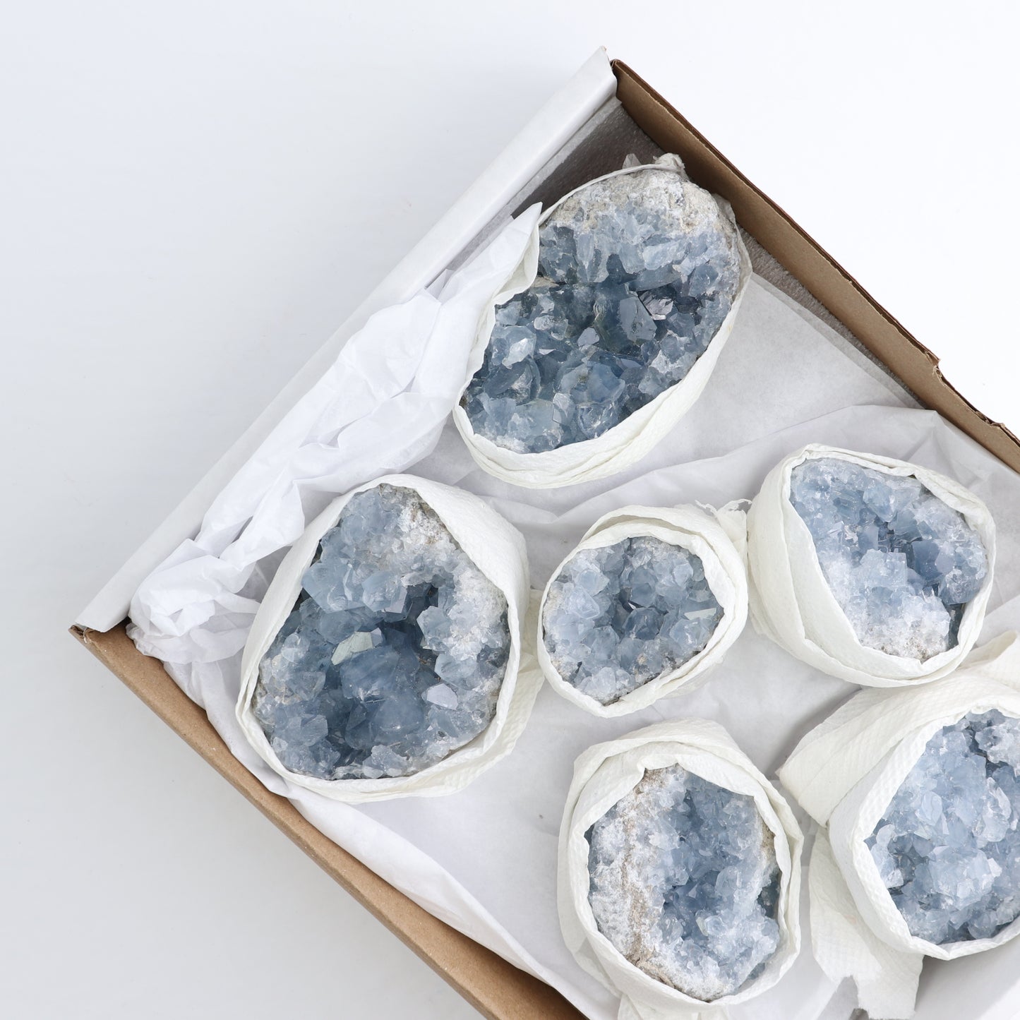 Celestite Clusters Set of 6