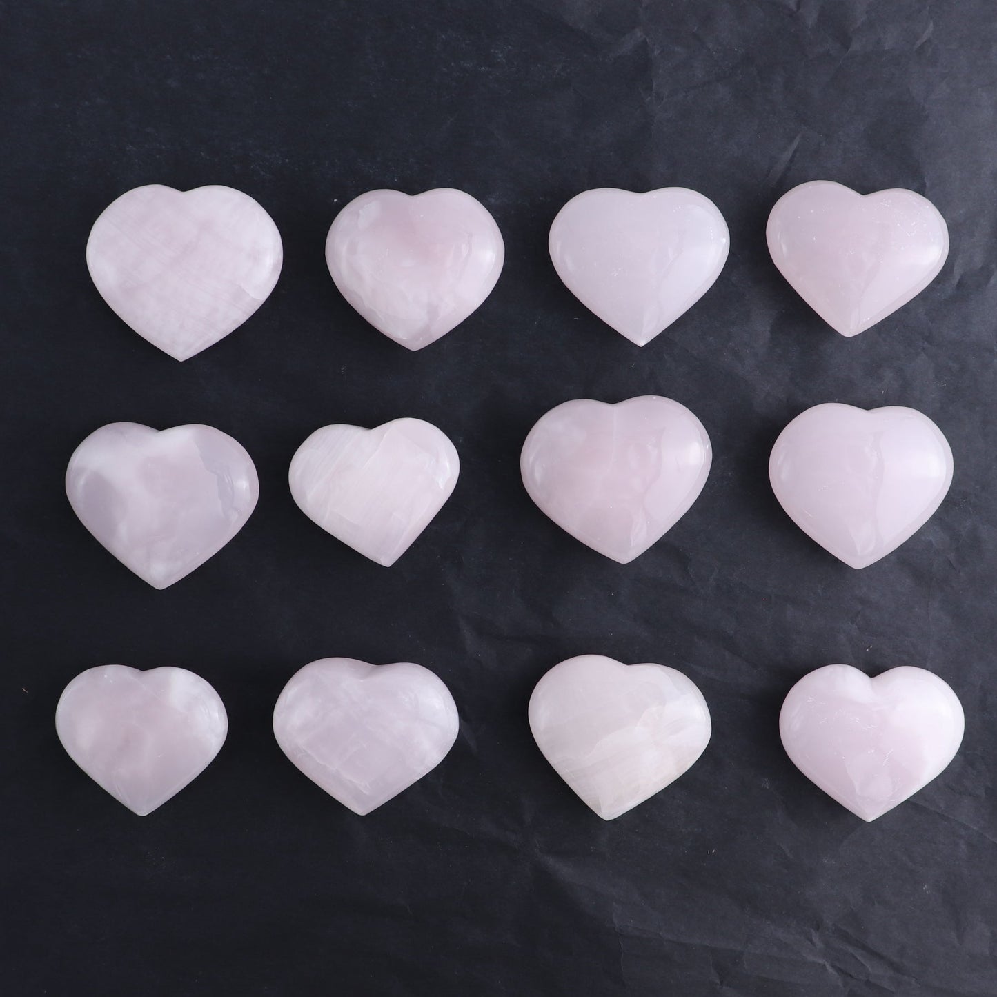 Pink Mangano Calcite Hearts Set of 12