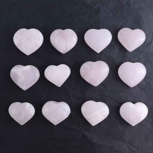 Pink Mangano Calcite Hearts Set of 12 - Expert Wholesale and Supplier of Wholesale Crystals & Bulk Gemstones, ["Pakistan","Pink Calcite"]