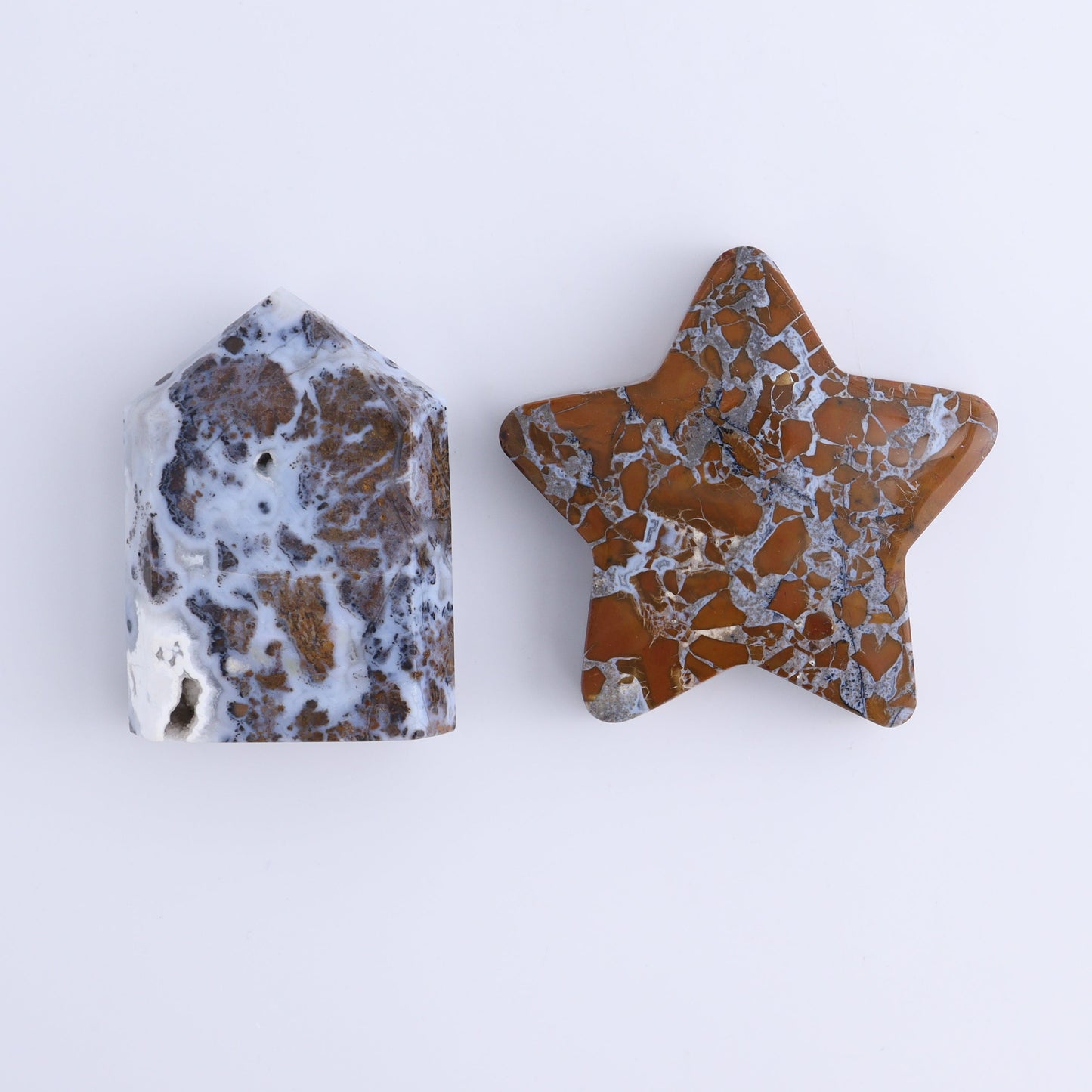 Brecciated Jasper Moons, Stars, Towers, Clouds, and Flames Set of 10