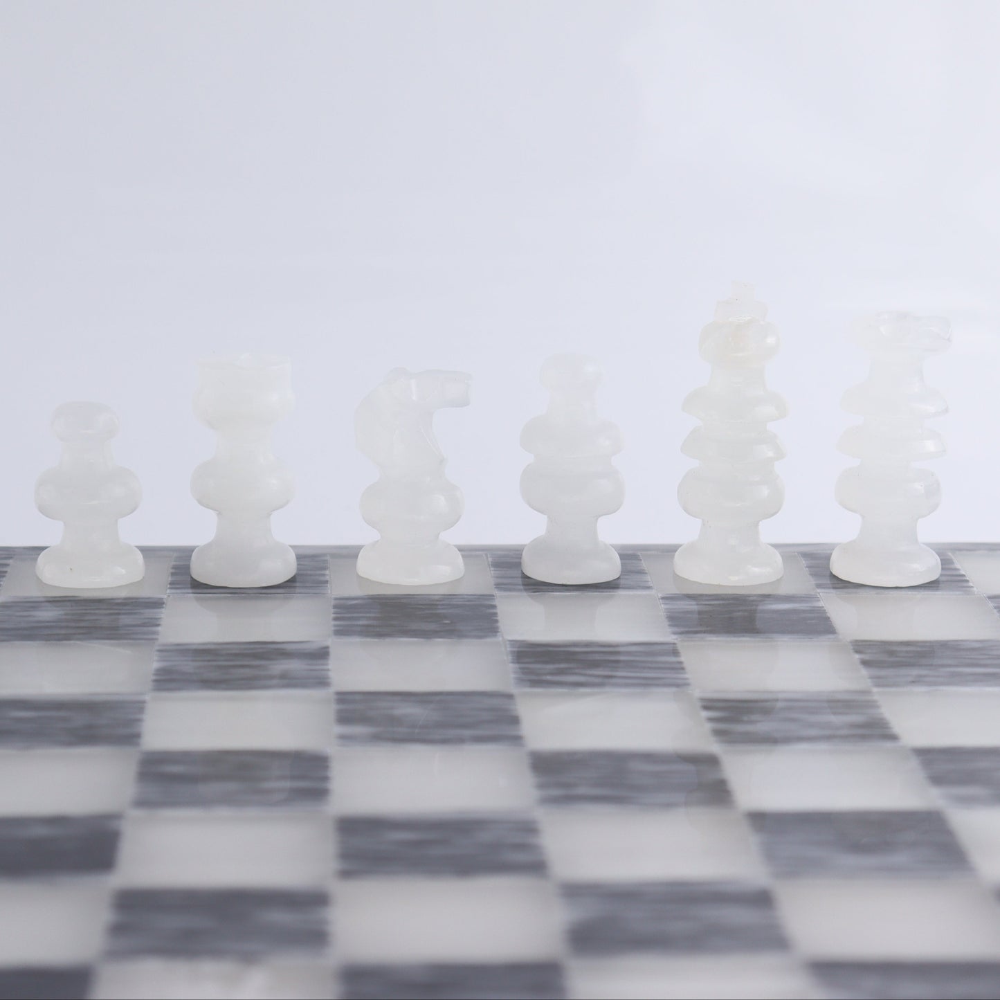 Medium Onyx and Marble Chess Set (Gray) - Expert Wholesale and Supplier of Wholesale Crystals & Bulk Gemstones, ["Black Marble","Catalog Onyx","Marble","onyx"]
