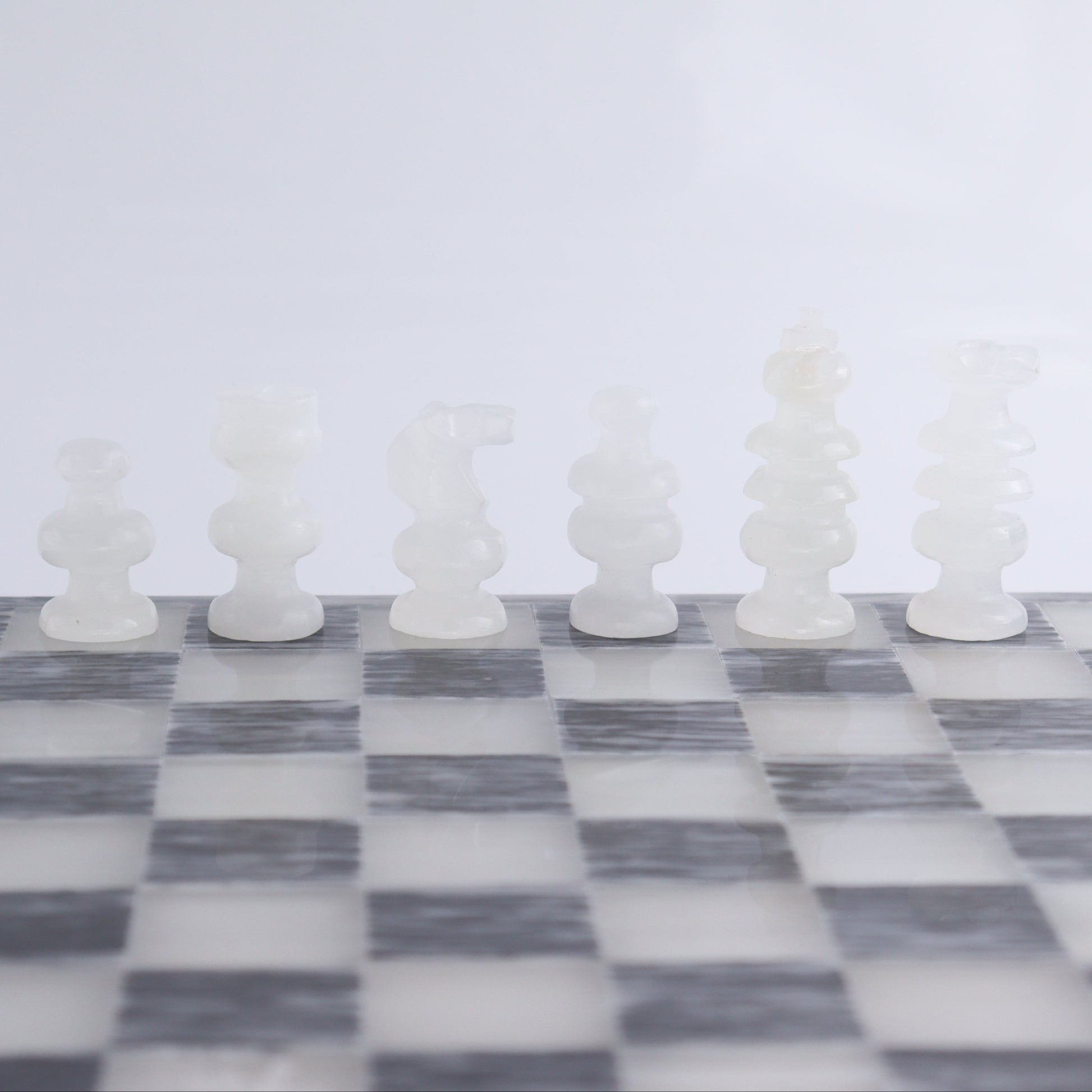 Medium Onyx and Marble Chess Set (Gray) - Expert Wholesale and Supplier of Wholesale Crystals & Bulk Gemstones, ["Black Marble","Catalog Onyx","Marble","onyx"]