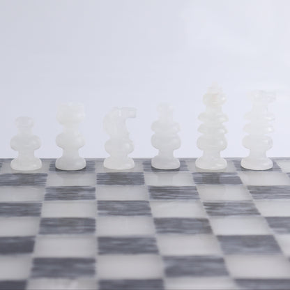 Medium Onyx and Marble Chess Set (Gray) - Expert Wholesale and Supplier of Wholesale Crystals & Bulk Gemstones, ["Black Marble","Catalog Onyx","Marble","onyx"]