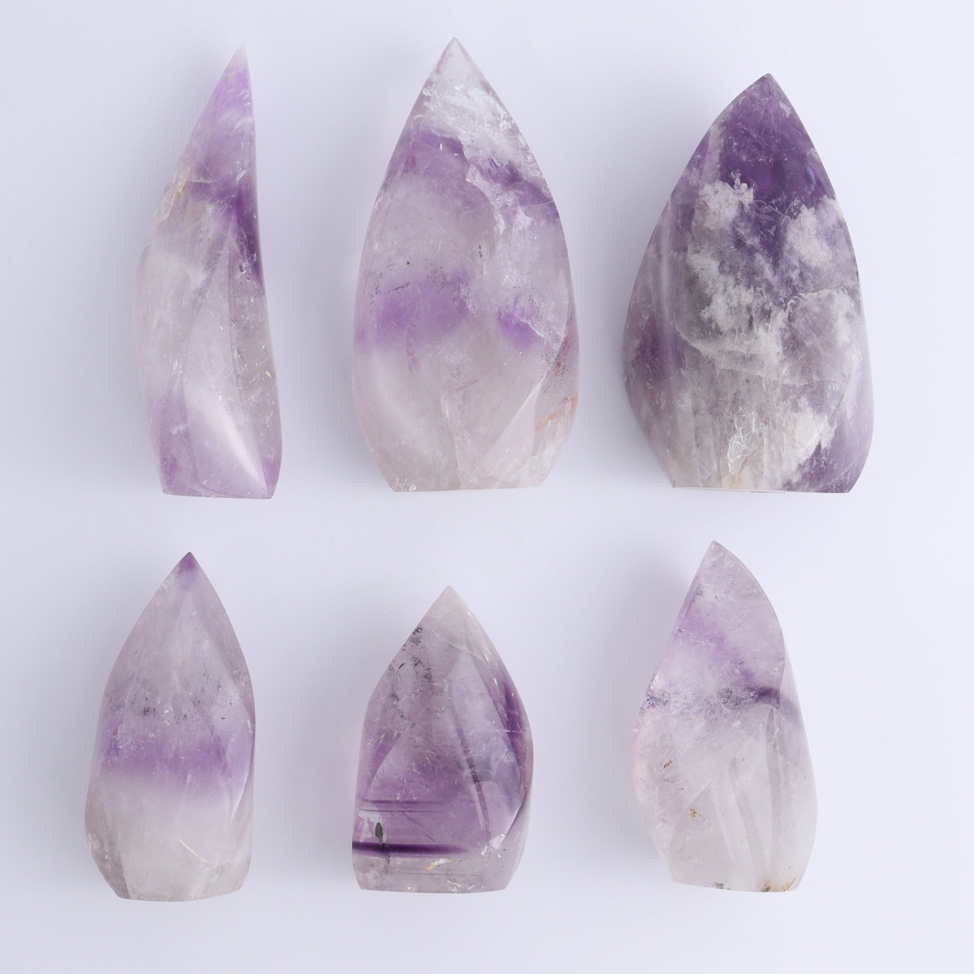Imperfect Amethyst Flames Set of 6 - Expert Wholesale and Supplier of Wholesale Crystals & Bulk Gemstones, ["Amethyst","Brazil","close_30","flames"]