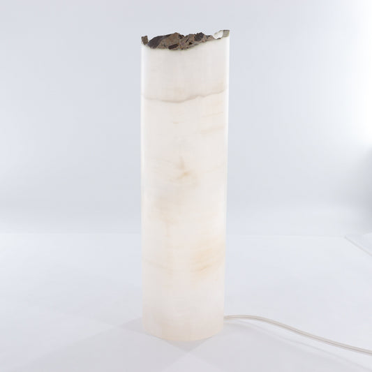 One Wide White Onyx with Stone Edge Lamp Blind - Expert Wholesale and Supplier of Wholesale Crystals & Bulk Gemstones, ["Lamps","Mexico","onyx"]