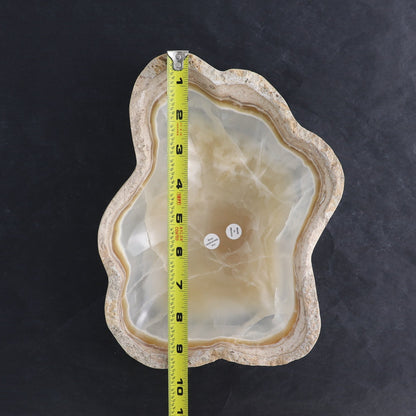 One Wide Bowl Mexican Onyx/Calcite White with Tan Stone Edge