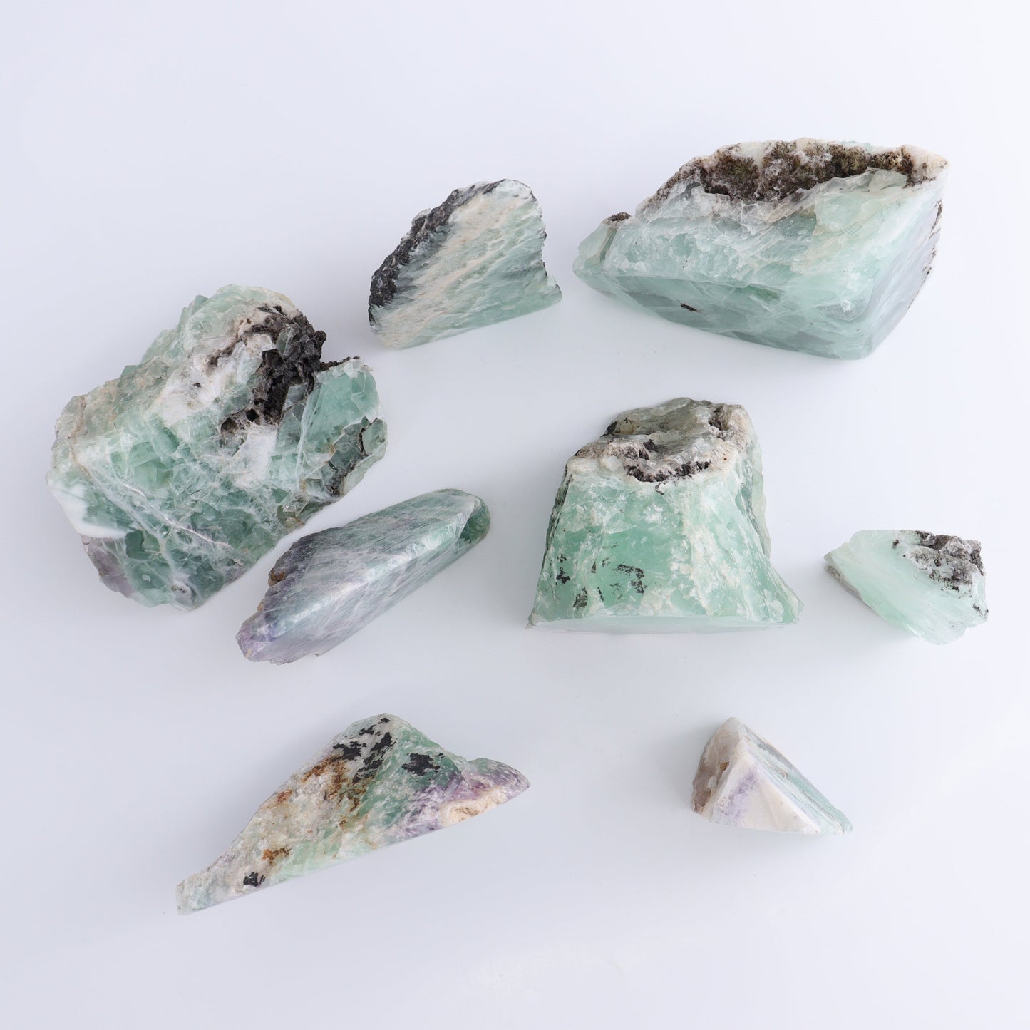 Fluorite Face Polished Set of 8 - Expert Wholesale and Supplier of Wholesale Crystals & Bulk Gemstones, ["Face Polished","Fluorite","Mexico"]