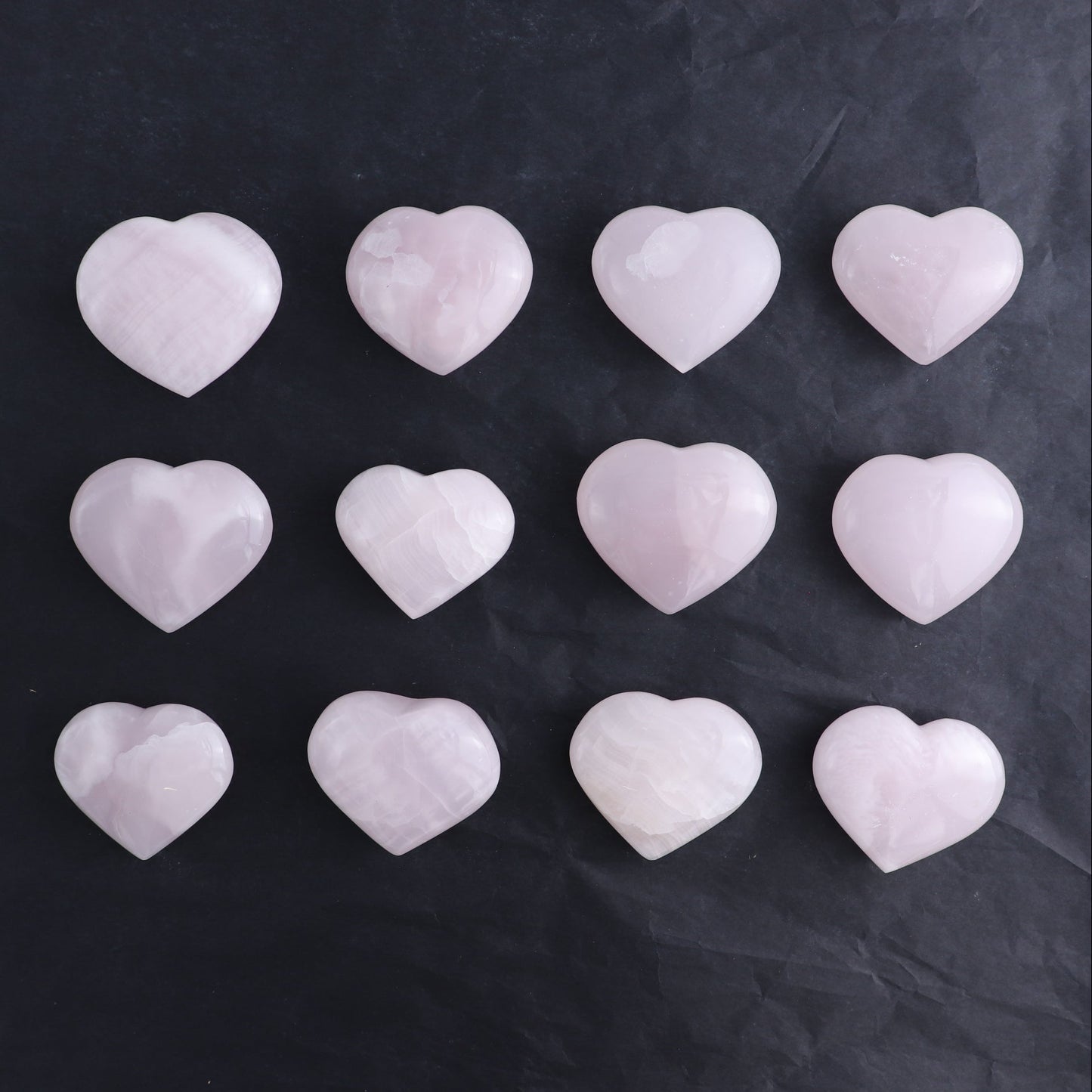 Pink Mangano Calcite Hearts Set of 12