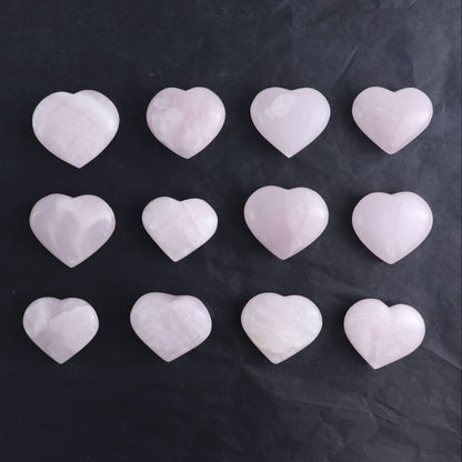 Pink Mangano Calcite Hearts Set of 12