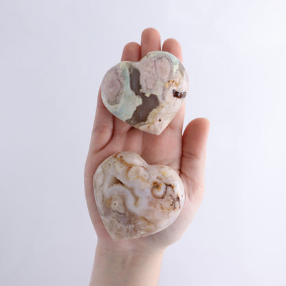 Flower Agate Hearts Flat of 20 - Expert Wholesale and Supplier of Wholesale Crystals & Bulk Gemstones, ["Flower Agate","Hearts","Madagascar"]
