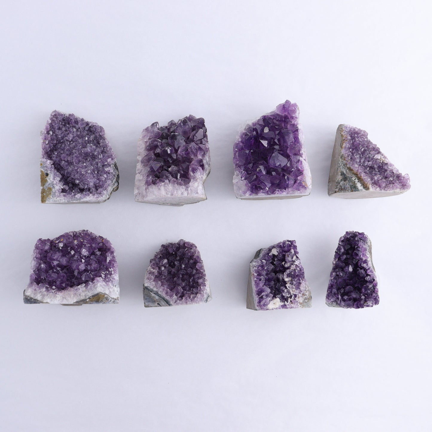 Uruguay Amethyst Cut Base Set of 8 - Expert Wholesale and Supplier of Wholesale Crystals & Bulk Gemstones, ["Amethyst","Cut Base","Uruguay"]