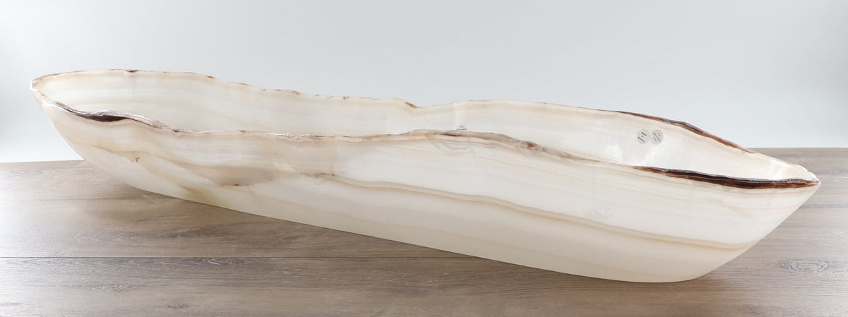 Mexican Onyx/Calcite Canoe Bowl 35"