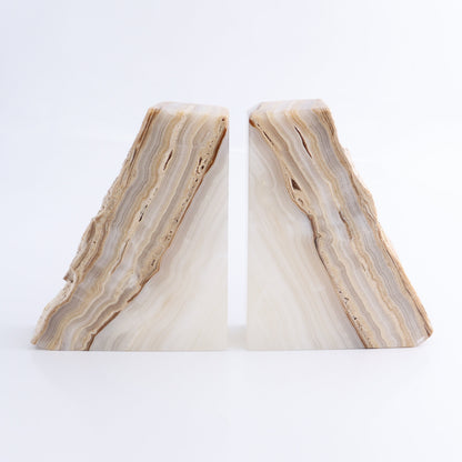 One Pair of Mexican Onyx/Calcite White & Honey Rough Bookend - Expert Wholesale and Supplier of Wholesale Crystals & Bulk Gemstones, ["Bookends","Calcite","Catalog Onyx","Mexico","onyx"]