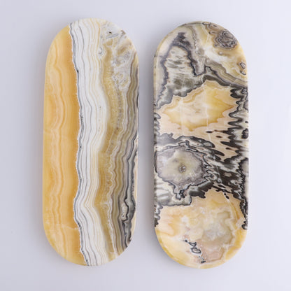 One Zebra Yellow/Orange Onyx Oval Dish - Expert Wholesale and Supplier of Wholesale Crystals & Bulk Gemstones, ["Catalog Onyx","Decorative Dish","Mexico","onyx","Oval Dish"]