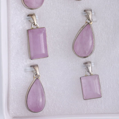 Kunzite Pendants Pendants Set of 9 - Expert Wholesale and Supplier of Wholesale Crystals & Bulk Gemstones, ["close_50","India","Kunzite","Pendant","Pendants","sterling silver"]