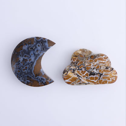 Brecciated Jasper Moons, Stars, Towers, Clouds, and Flames Set of 10