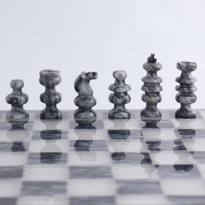 Medium Onyx and Marble Chess Set (Gray) - Expert Wholesale and Supplier of Wholesale Crystals & Bulk Gemstones, ["Black Marble","Catalog Onyx","Marble","onyx"]