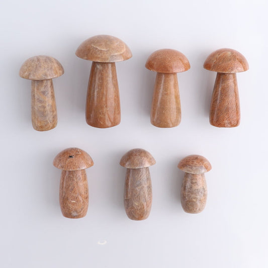Peach Moonstone Mushrooms Set of 7