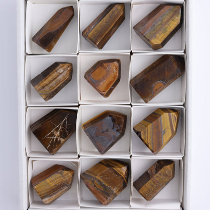 Tiger Eye Towers Set of 12 - Expert Wholesale and Supplier of Wholesale Crystals & Bulk Gemstones, ["Brazil","close_70","Tiger Eye","Towers"]