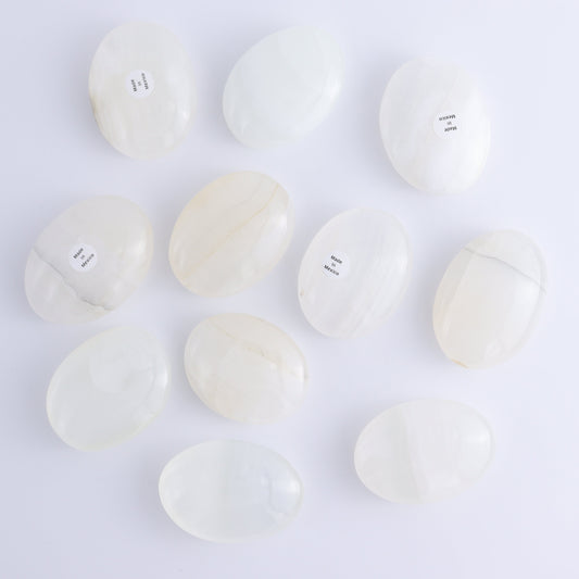 One White Onyx Palm Stones 1 kg Set - Expert Wholesale and Supplier of Wholesale Crystals & Bulk Gemstones, ["Mexico","onyx","Palm Stones"]