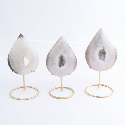Agate Teardrops with Stand Set of 3 - Expert Wholesale and Supplier of Wholesale Crystals & Bulk Gemstones, ["Agate","Brazil","moons"]