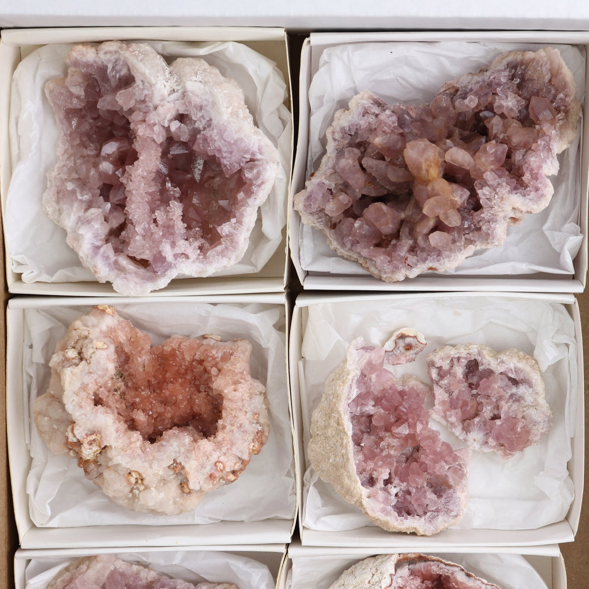 Pink Amethyst Geodes Set of 7