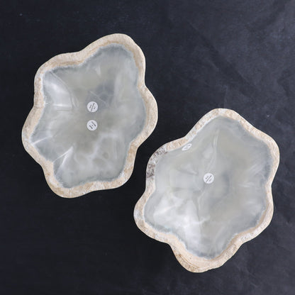 One Bowl Mexican Onyx/Calcite White with Stone Edge