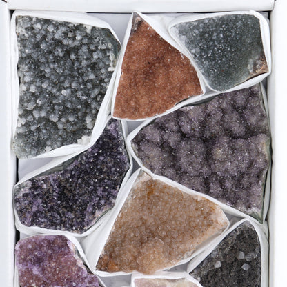 Uruguay Rainbow Amethyst Clusters Flat of 12
