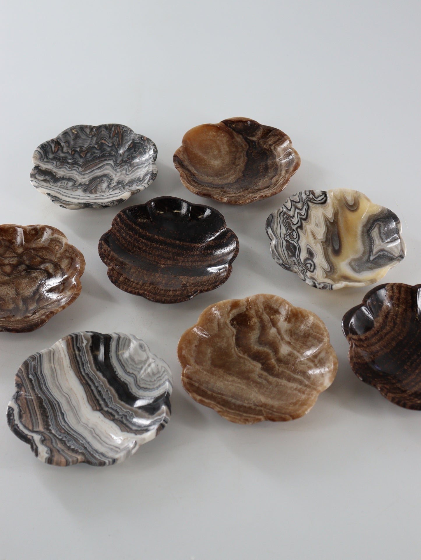 Mixed Onyx Flower Dishes Set of 8