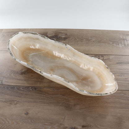 Mexican Onyx/Calcite Canoe Bowl 23"