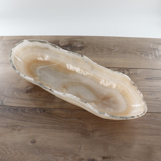 Mexican Onyx/Calcite Canoe Bowl 23"