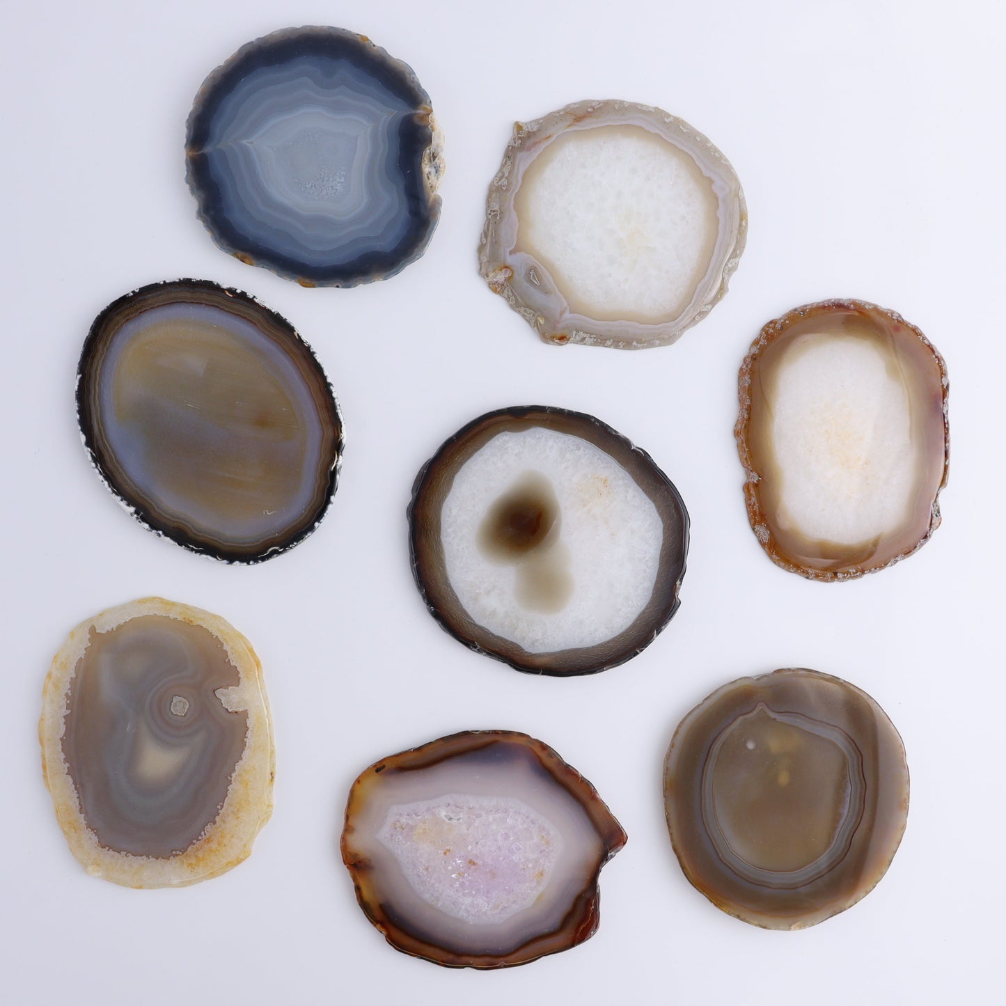 Agate Slices Set of 8 - Expert Wholesale and Supplier of Wholesale Crystals & Bulk Gemstones, ["Agate","Slices and Slabs"]