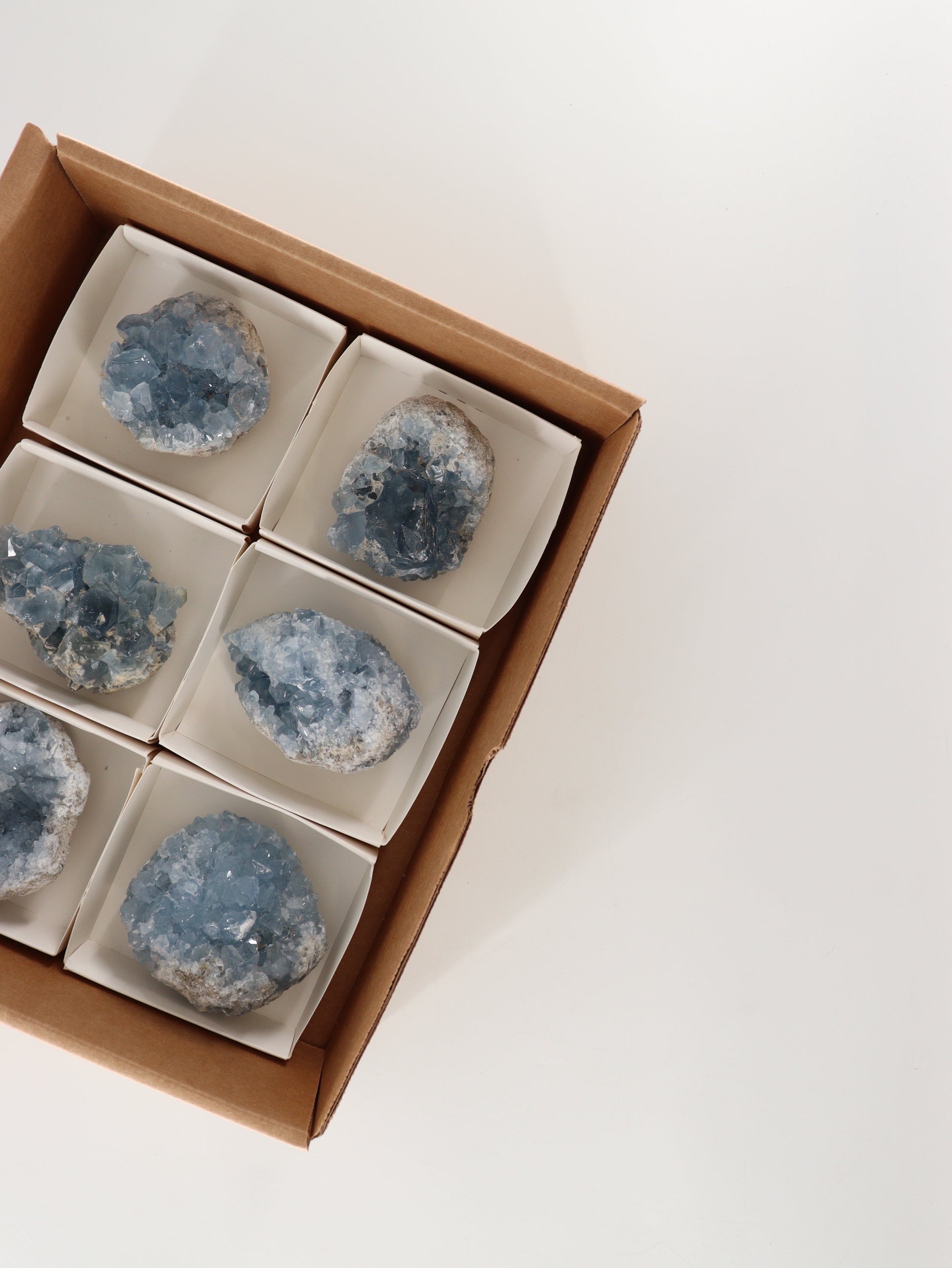 Celestite Clusters Set of 6 - Expert Wholesale and Supplier of Wholesale Crystals & Bulk Gemstones, []