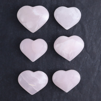 Pink Mangano Calcite Hearts Set of 6 - Expert Wholesale and Supplier of Wholesale Crystals & Bulk Gemstones, ["Calcite","Hearts","Madagascar","Pink Calcite"]