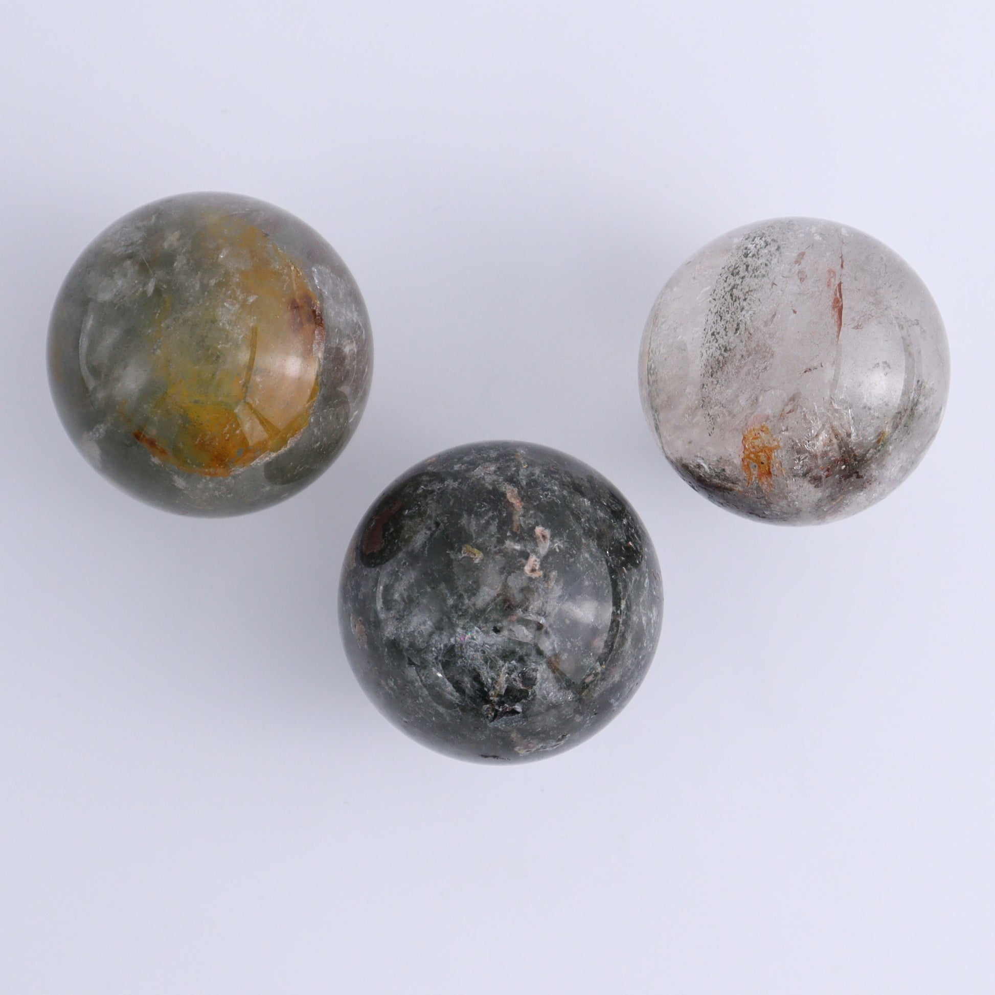 Garden Quartz Spheres Set of 9 - Expert Wholesale and Supplier of Wholesale Crystals & Bulk Gemstones, ["Garden Quartz","Quartz","Spheres"]
