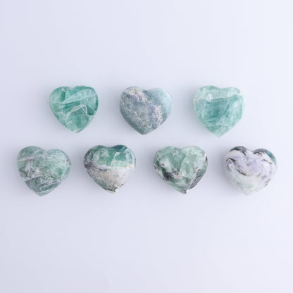 Fluorite Hearts Set of 7 - Expert Wholesale and Supplier of Wholesale Crystals & Bulk Gemstones, ["Fluorite","Hearts","Mexico"]