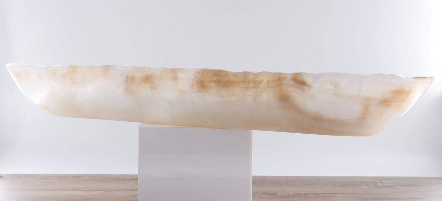 Mexican Onyx/Calcite Canoe Bowl - Expert Wholesale and Supplier of Wholesale Crystals & Bulk Gemstones, ["Bowls","Calcite","canoe","Mexico","onyx"]