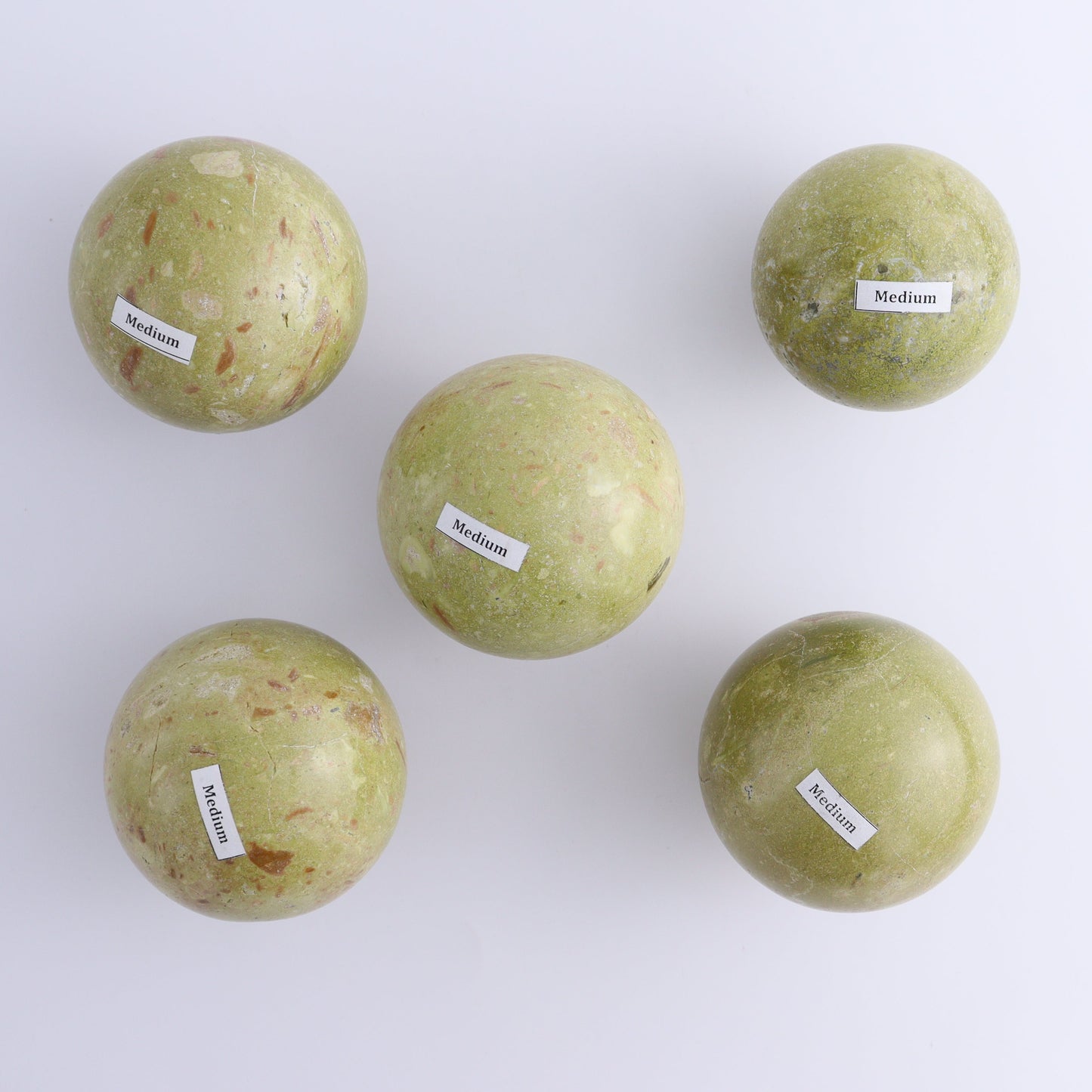 Green Opal Spheres Set of 5 - Expert Wholesale and Supplier of Wholesale Crystals & Bulk Gemstones, ["green opal","Spheres"]