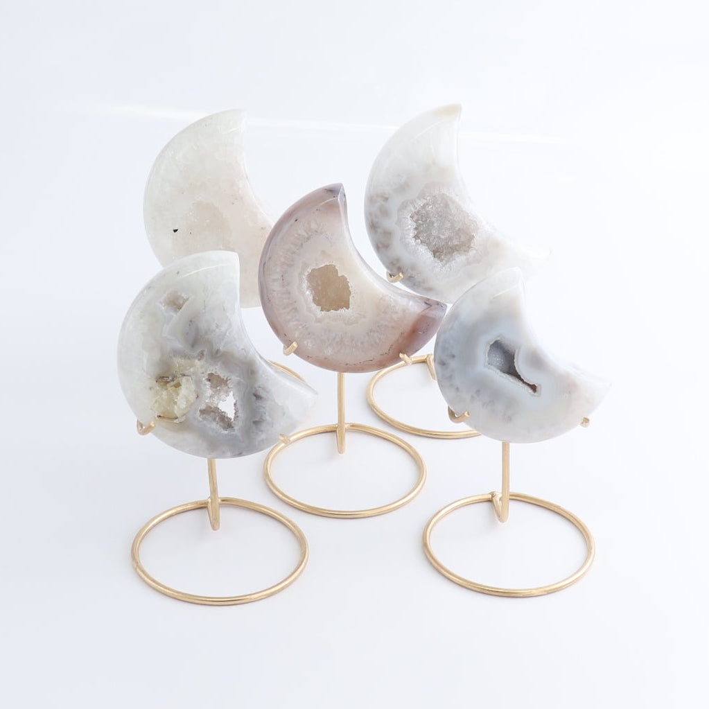 Agate Moons with Stand Set of 5 - Expert Wholesale and Supplier of Wholesale Crystals & Bulk Gemstones, ["Agate","Brazil","moons"]