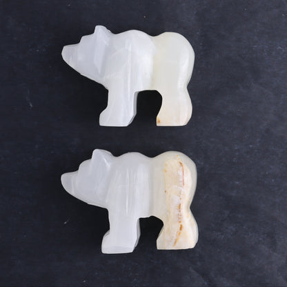 White Onyx Bear Carvings Set of 8 - Expert Wholesale and Supplier of Wholesale Crystals & Bulk Gemstones, ["Bears","onyx","White onyx"]