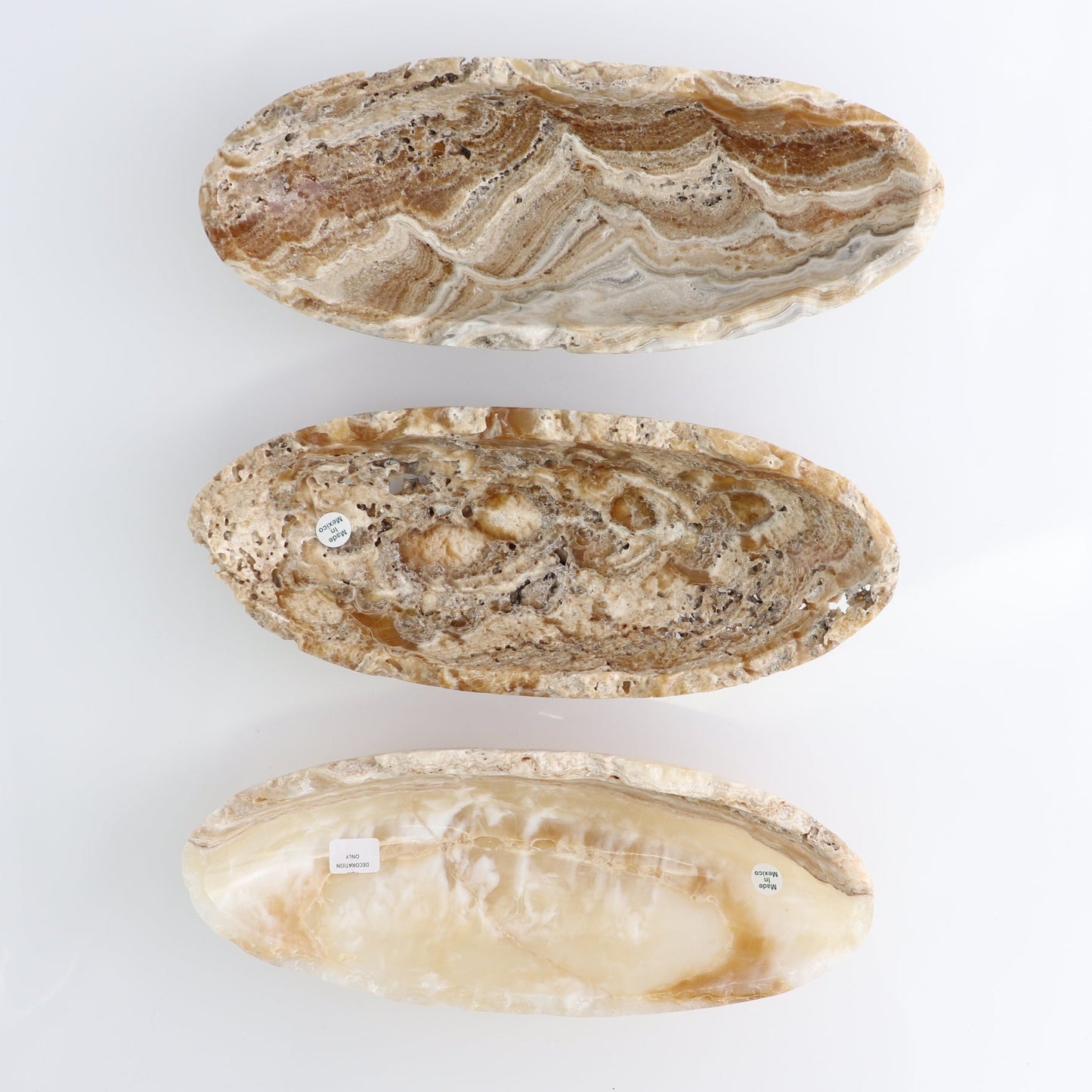One Mexican Onyx/Calcite Porous Small Canoe Bowl