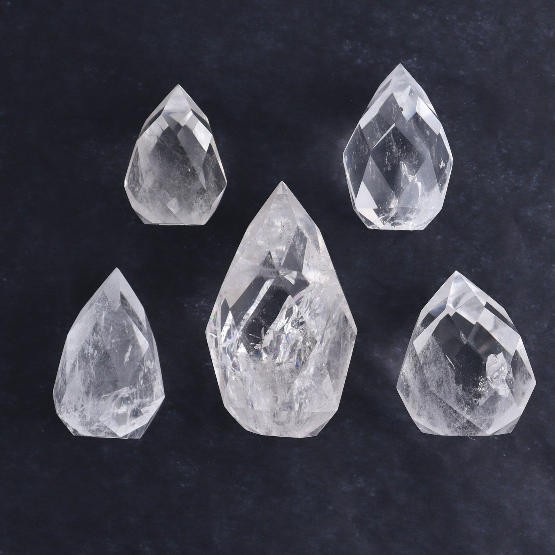 Imperfect Clear Quartz Face Polished Set of 5 - Expert Wholesale and Supplier of Wholesale Crystals & Bulk Gemstones, ["Brazil","Clear Quartz","Face Polished","Quartz"]