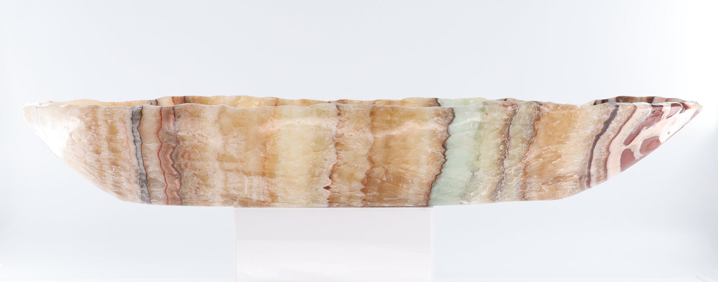 Mexican Onyx/Calcite Canoe Bowl - Expert Wholesale and Supplier of Wholesale Crystals & Bulk Gemstones, ["Bowls","Calcite","canoe","Mexico","onyx"]