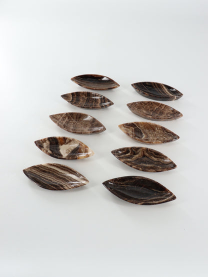 Chocolate Onyx Leaf Dishes Set of 10