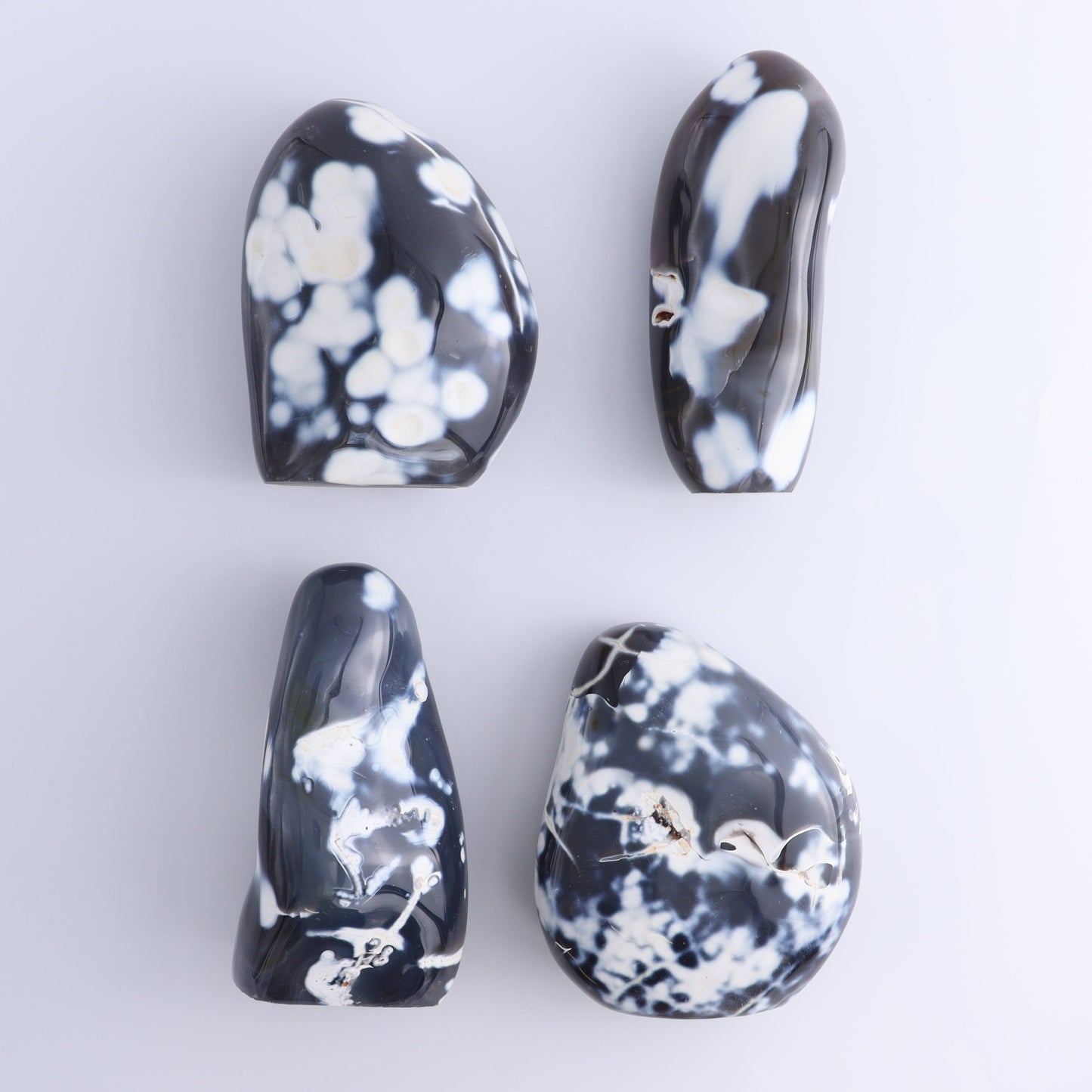 Orca Agate Freeform Set of 4 - Expert Wholesale and Supplier of Wholesale Crystals & Bulk Gemstones, ["close_50","Freeforms","Madagascar","Orca Agate"]
