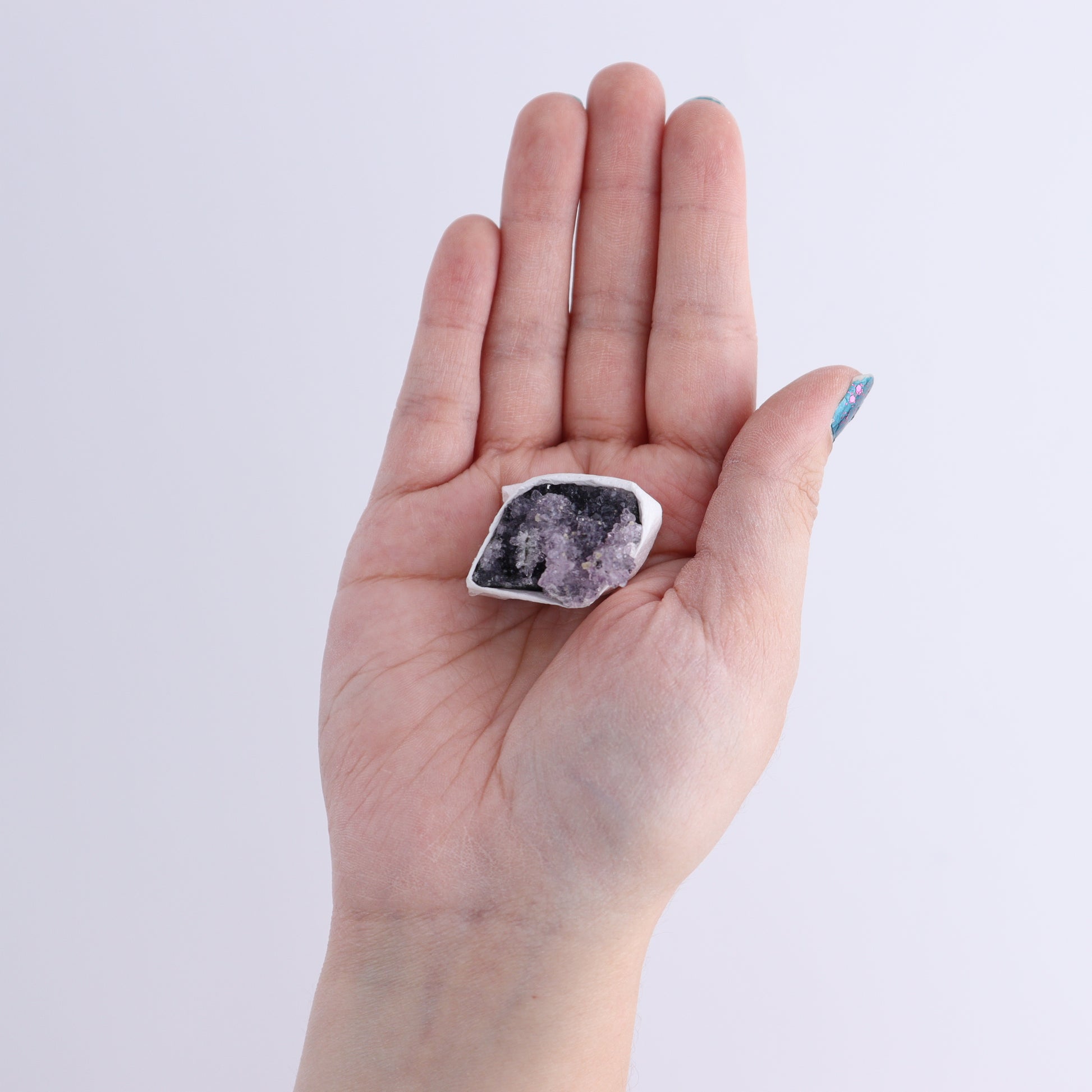 Uruguay Amethyst Clusters with Formations Flat of 13 - Expert Wholesale and Supplier of Wholesale Crystals & Bulk Gemstones, ["Amethyst","Calcite","Clusters","Formations","Uruguay"]