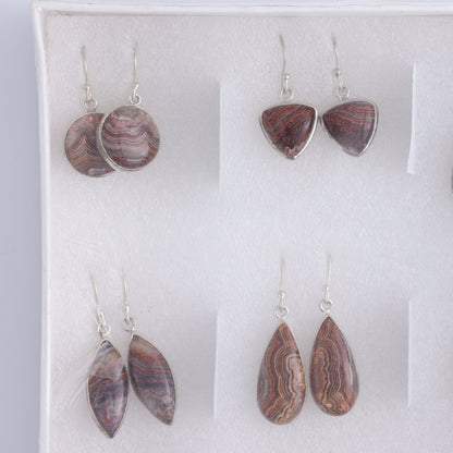 Crazy Lace Agate Earrings Pairs of 9 - Expert Wholesale and Supplier of Wholesale Crystals & Bulk Gemstones, ["close_50","Crazy Lace Agate","earrings","India","sterling silver"]