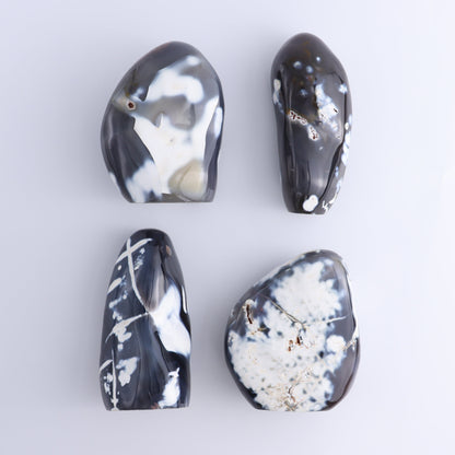 Orca Agate Freeform Set of 4 - Expert Wholesale and Supplier of Wholesale Crystals & Bulk Gemstones, ["close_50","Freeforms","Madagascar","Orca Agate"]